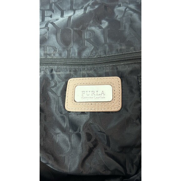 Furla Italian Pebble Leather Hobo Bag Tan Handles Zipper Sides Snap Closure - Picture 11 of 11